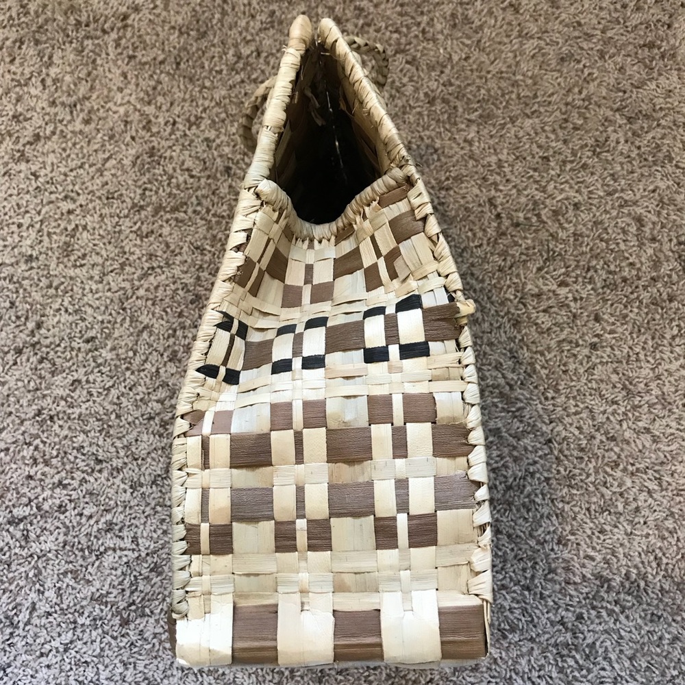 Vintage straw woven structured shopper tote - Picture 4 of 7